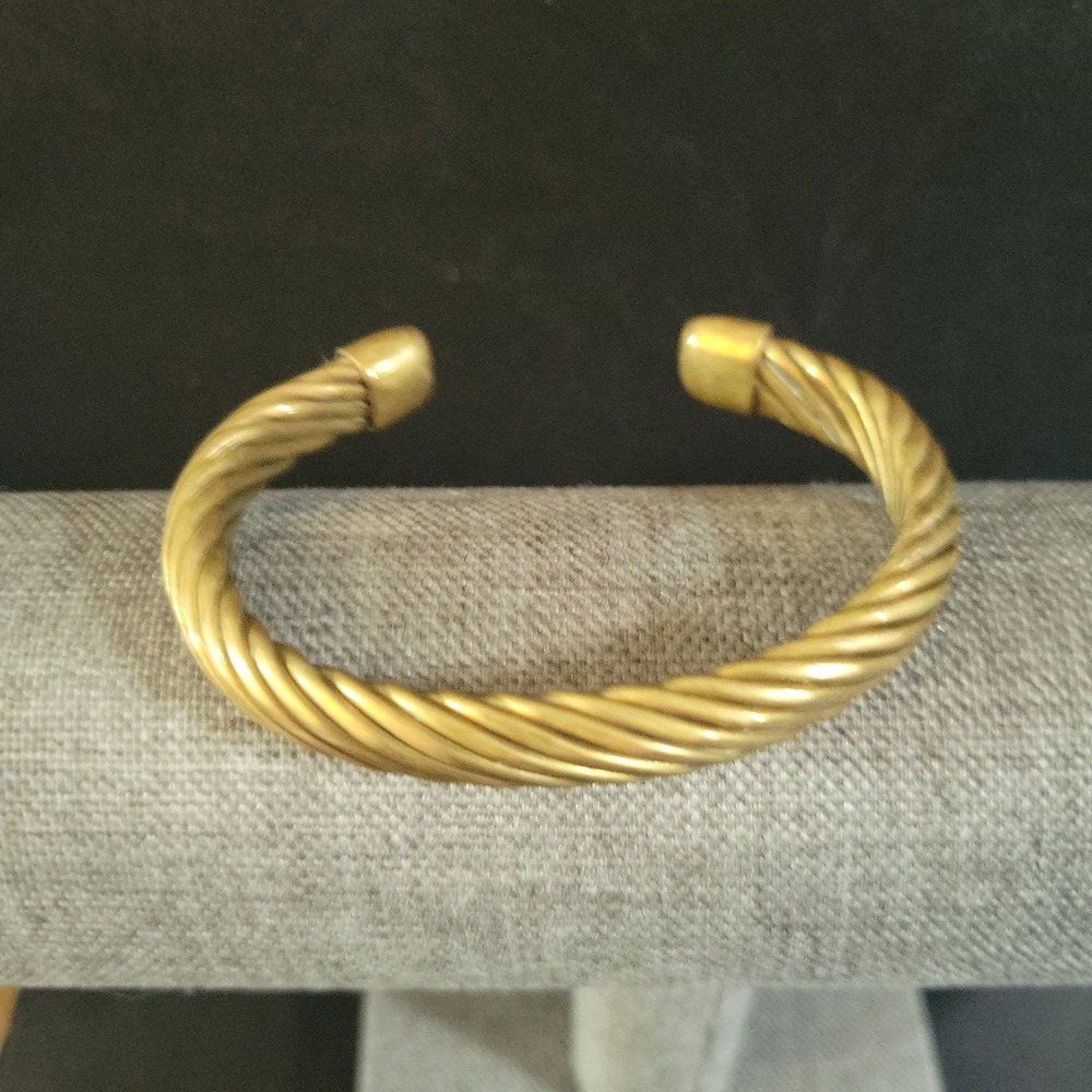 Gold Twisted Cable Cuff Bracelet Rope Style Stacking Bangle Small Retro Retro